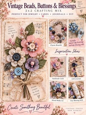 Vintage Beads, Buttons & Blessings Crafting Mix - Japan Marked Earrings